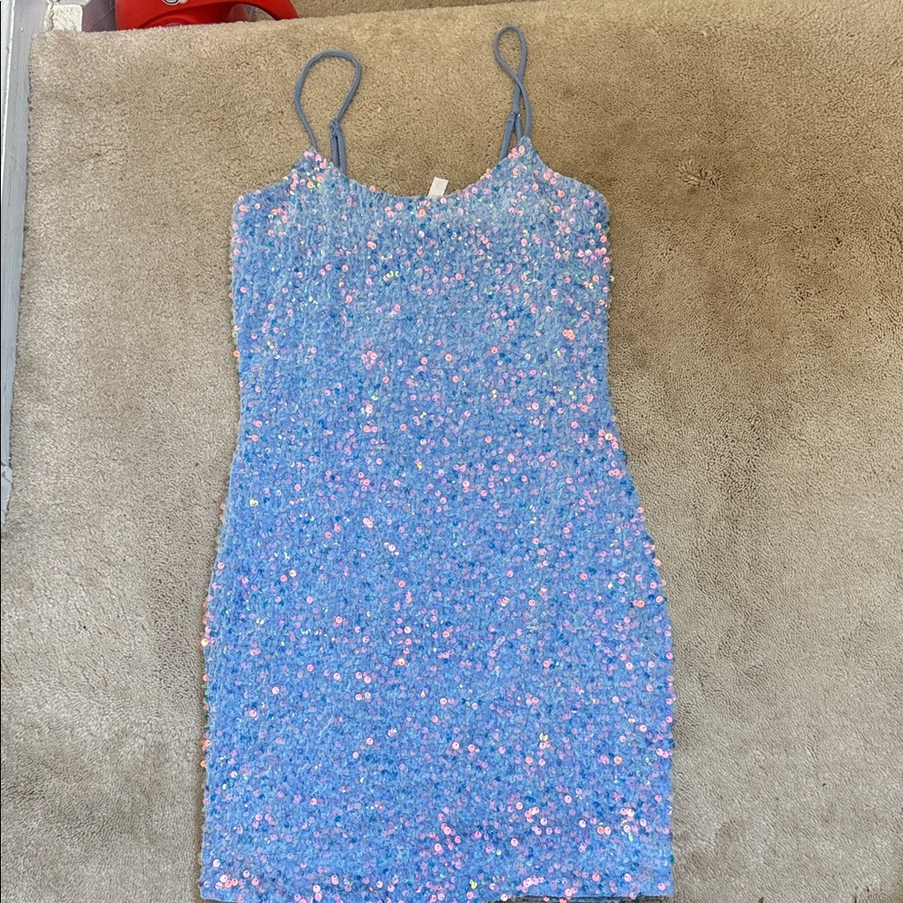 Lucy in the Sky Iridescent Blue Sequin Dress